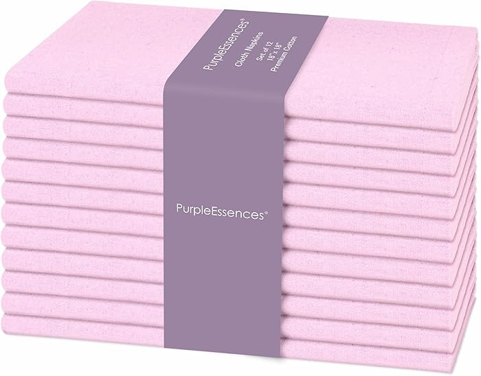 PurpleEssences Set of 12 Cloth Dinner Napkins 100% Cotton 18x18 Inch - Soft Durable Washable - Id... | Amazon (US)