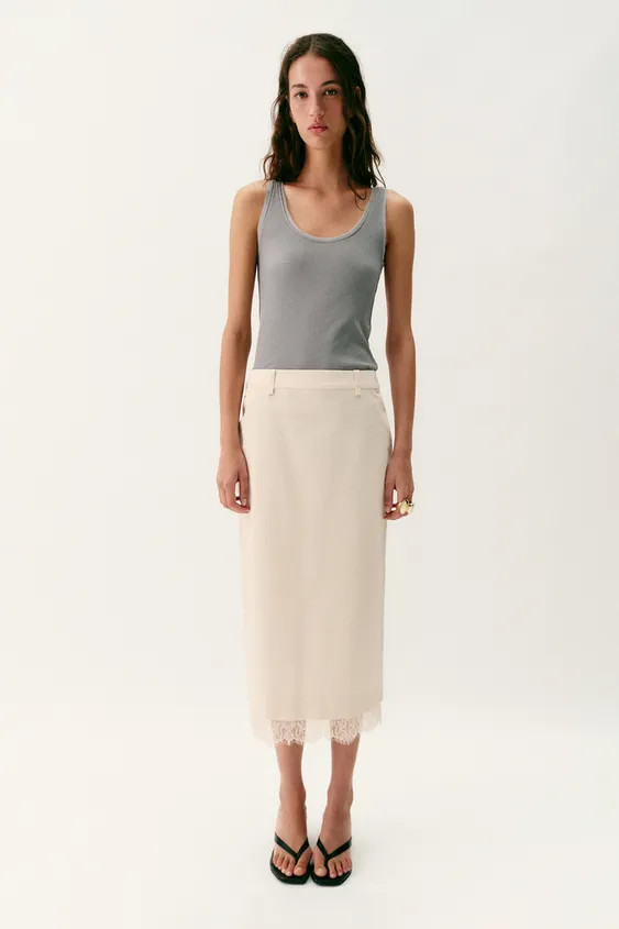 LACE MIDI SKIRT | Zara Canada