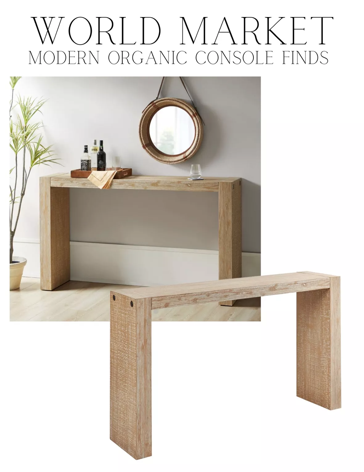 Vince Natural Distressed Wood Console Table - World Market