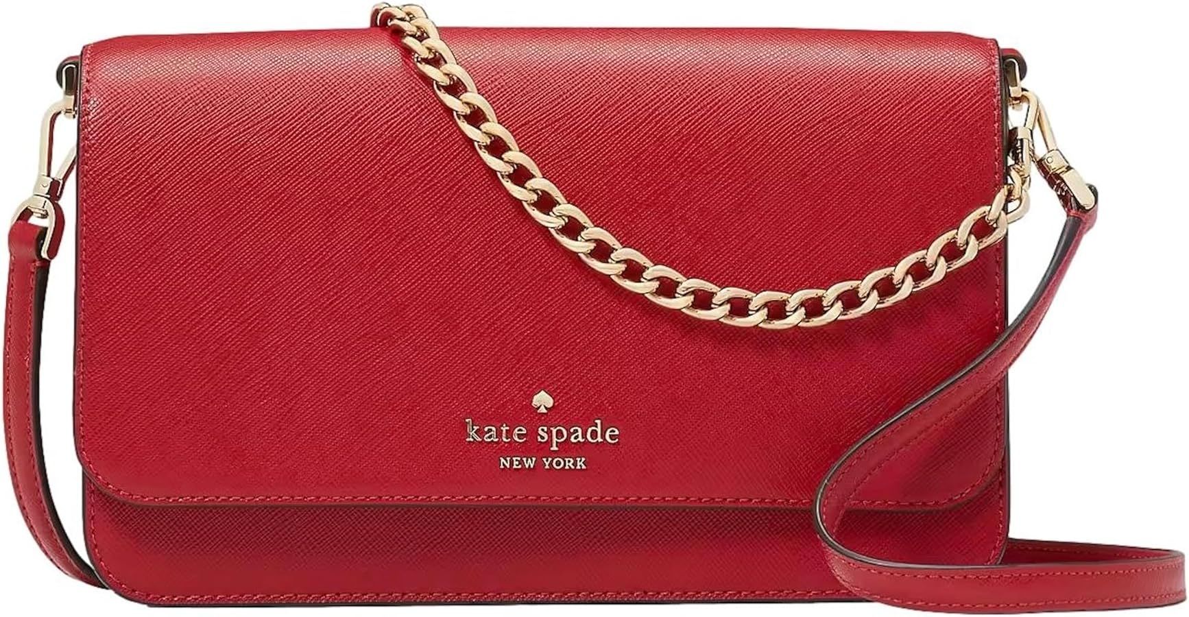 Kate Spade New York Women's Madison Saffiano Leather Flap Crossbody Bag, Candied Cherry | Amazon (US)