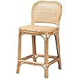 Baxton Studio Adrena Modern Bohemian Natural Brown Rattan Counter Stool | Amazon (US)