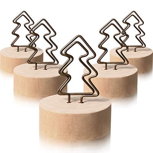 Kalekey 12Packs Christmas Wood Place Card Holders with Christmas Tree Wire and 20Pcs Kraft Place Car | Amazon (US)