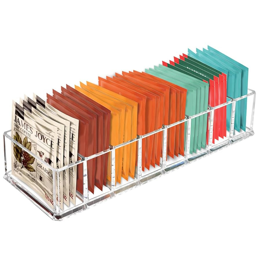 Tasybox Tea Bag Organizer, Clear Acrylic Tea Bag Holder, Tea Packet Storage for Drawer, Pantry, K... | Amazon (US)