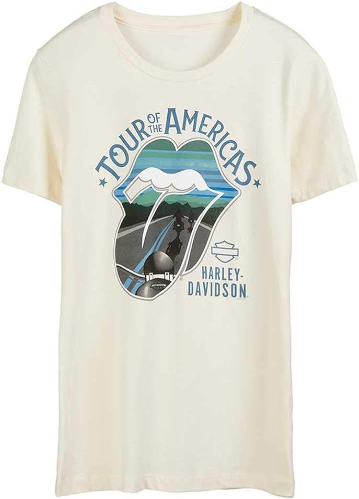 Harley-Davidson Women's Rolling Stones America Tour Short Sleeve Tee - Ivory | Amazon (US)