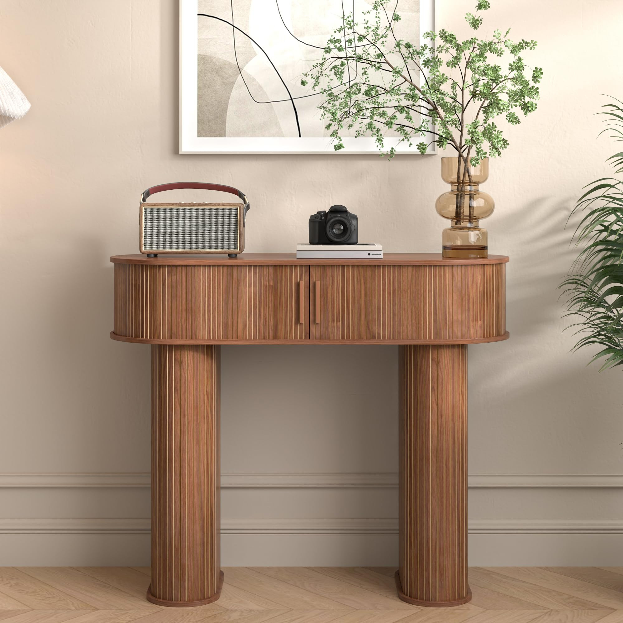 Round Console Table, Mid Century Modern Console Table, Sofa Table, Narrow Entryway Table for Hall... | Amazon (US)