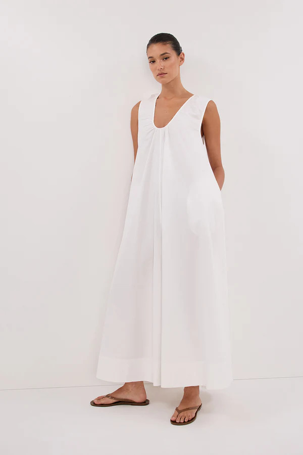 GABBY WHITE COTTON MIDI DRESS | DISSH