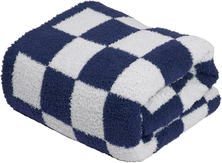 Soft Throw Blanket Microfiber Grid Pattern Cozy and Fluffy for Couch, Chair, Bed or Travel in All... | Amazon (US)