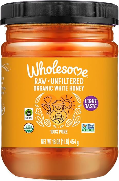 Wholesome Sweeteners 16-Ounce Organic Raw Unfiltered White Honey Jar, 100% Pure, Fair Trade Certi... | Amazon (US)