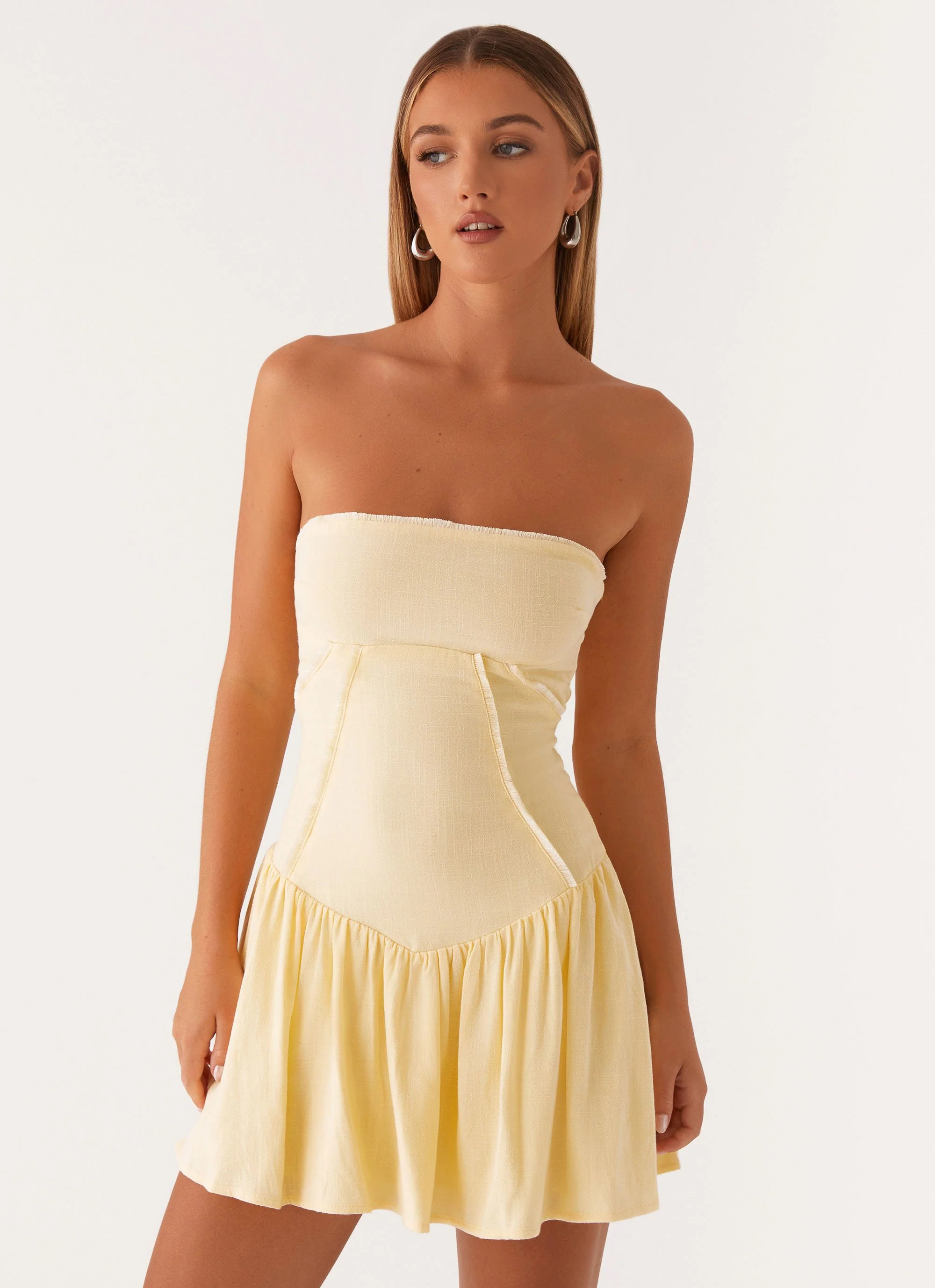 Larnie Linen Mini Dress - Lemon | Peppermayo (Global)