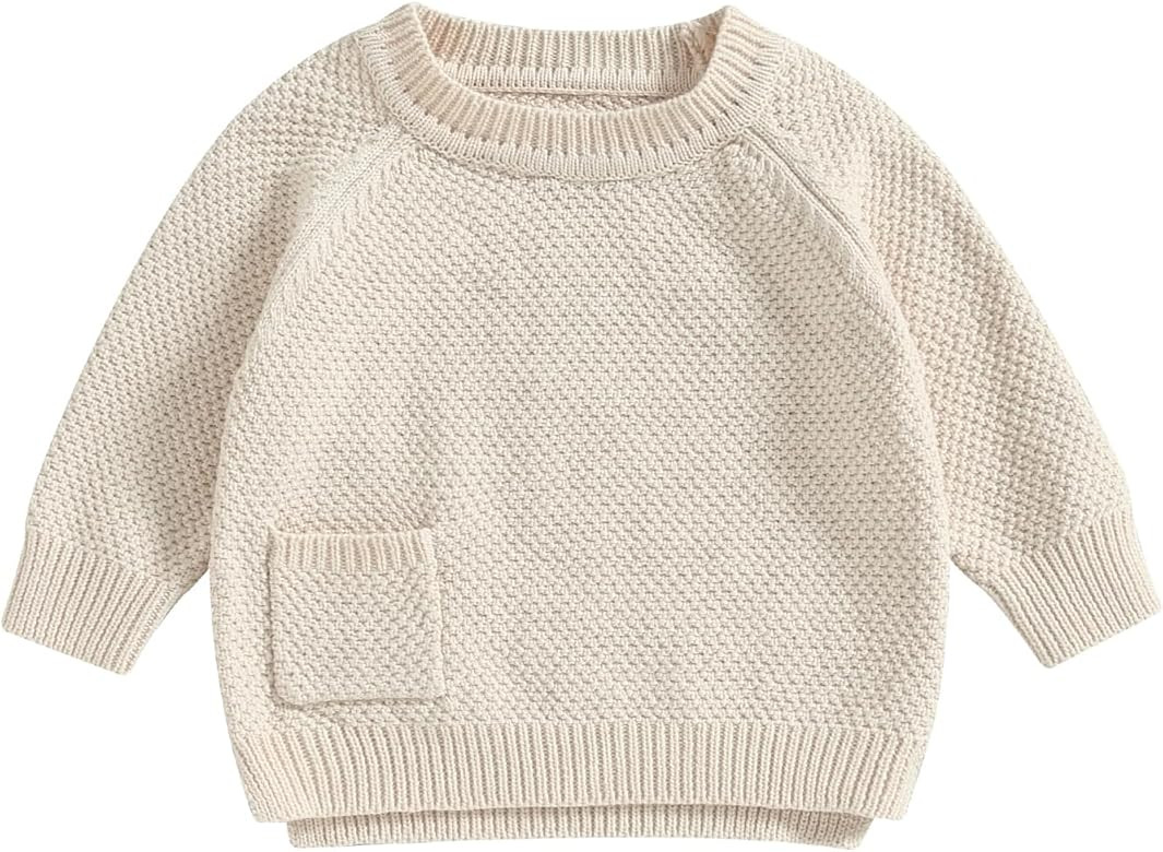 Baby Girl Boy Chunky Sweater Knit Long Sleeve Oversized Sweaters Crewneck Sweatshirt Knitted Top ... | Amazon (US)