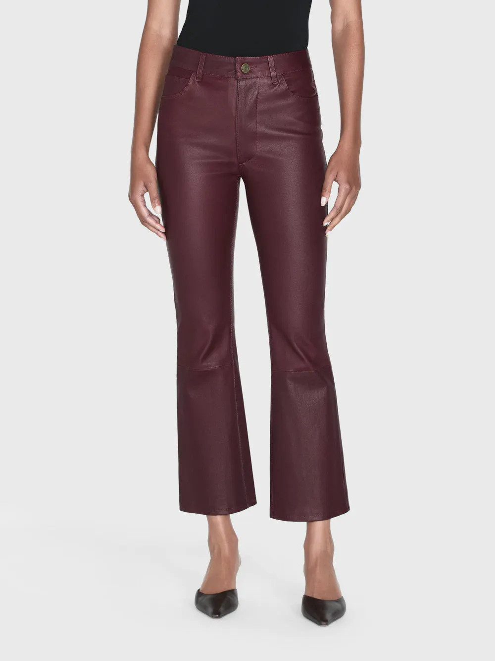 Leather Le Crop Mini Boot  in  Wine | Frame Denim