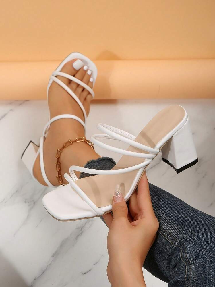 Fairy Style Women's Thick Heel Sandals, New Summer Fashion One-Strap High Heel Sandals, Suitable For Dates, Walks, Parties, Commute, Business, Banquet, Gatherings | SHEIN