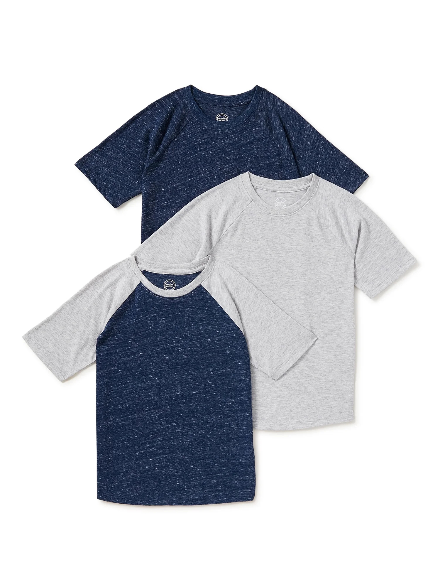 Wonder Nation Raglan Short Sleeve T-Shirt, 3 Pack, Sizes 4-18 & Husky | Walmart (US)