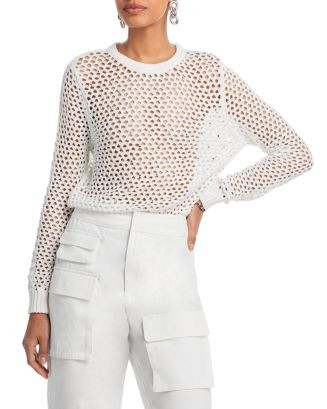 AQUA Embellished Crochet Sweater - Exclusive  | Bloomingdale's Women | Bloomingdale's (US)