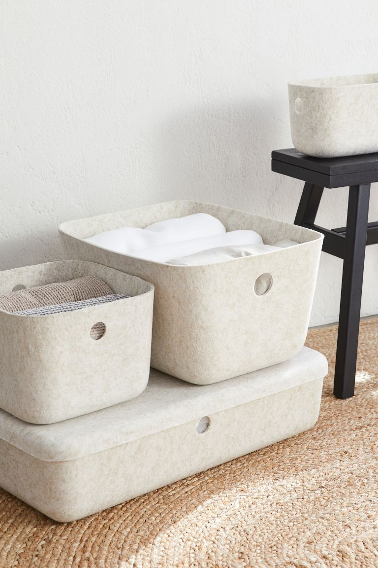 Felted Storage Basket - Natural white melange - Home All | H&M US | H&M (US + CA)