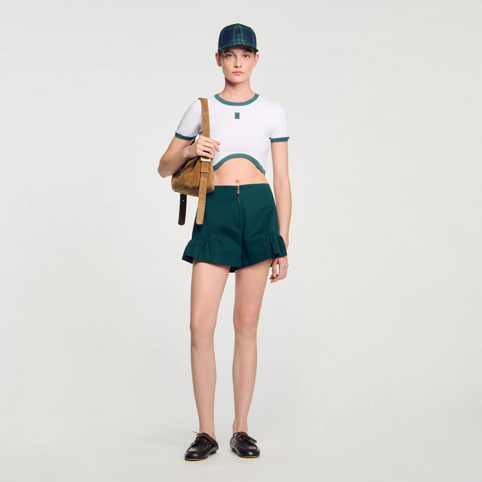 Two-tone cropped T-shirt | Sandro US | Sandro-Paris US