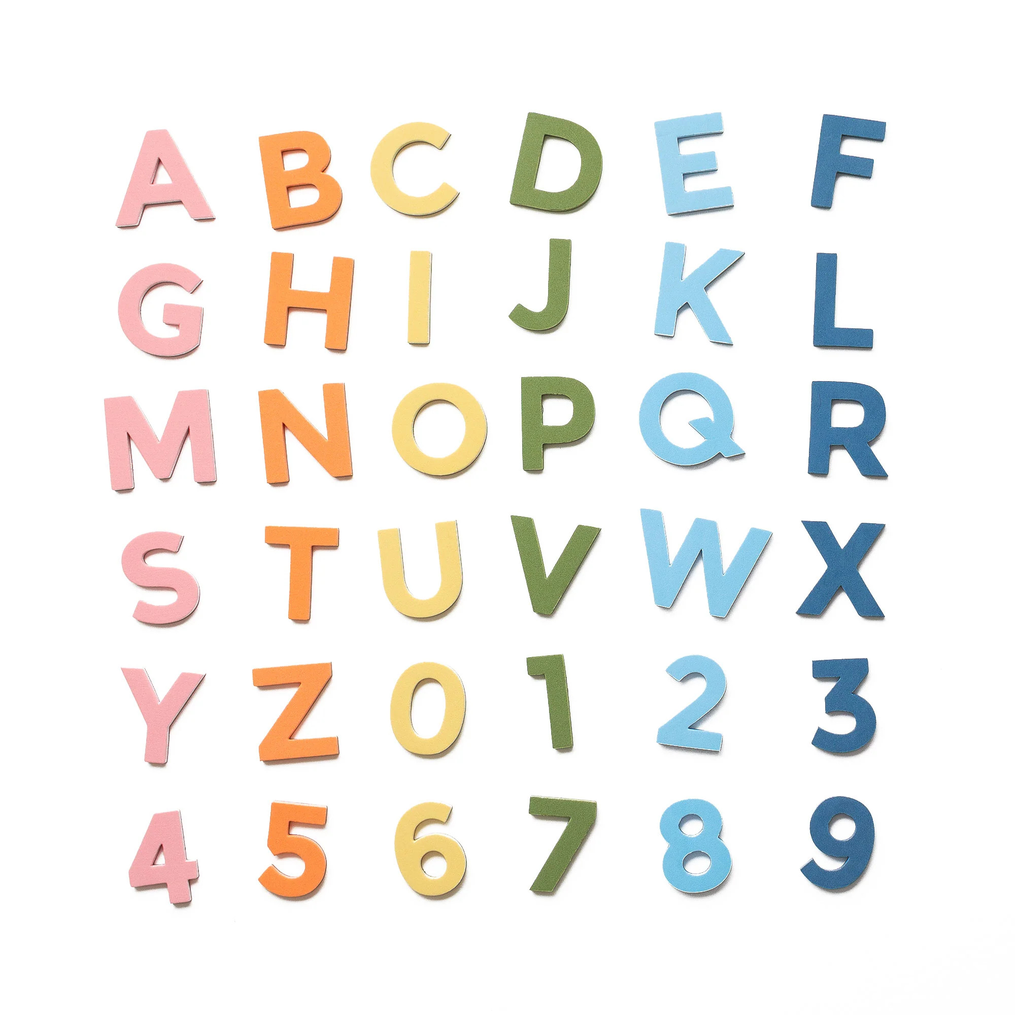 2" 36pc Rainbow Mod Uppercase Magnetic Letters & Numbers | The Type Set Co.