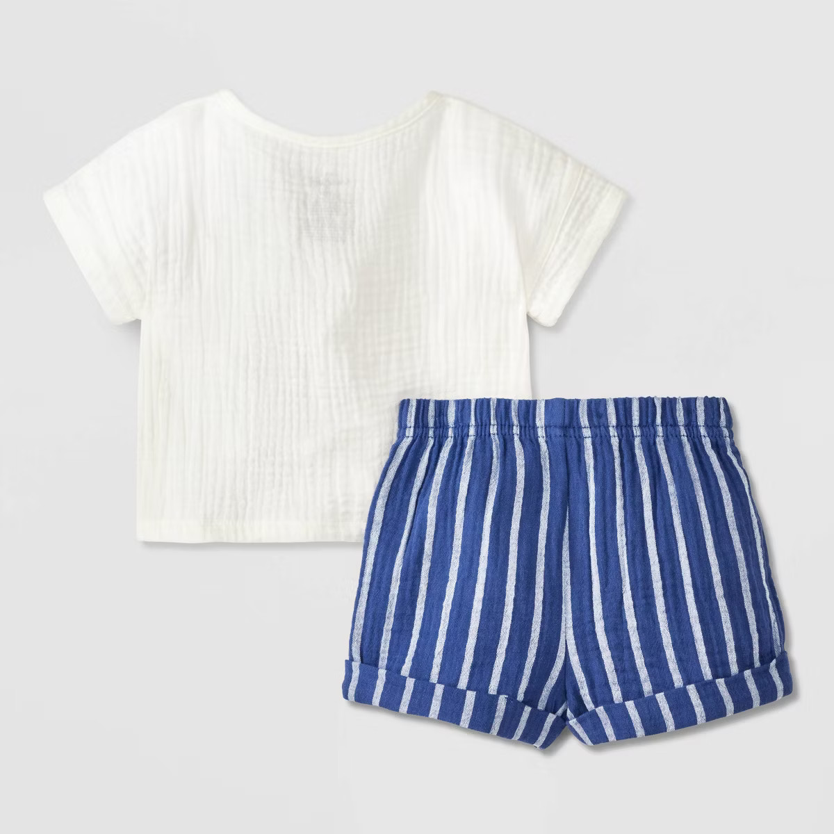 Baby Striped Henley Top & Bottom Set - Cat & Jack™ Blue/White | Target