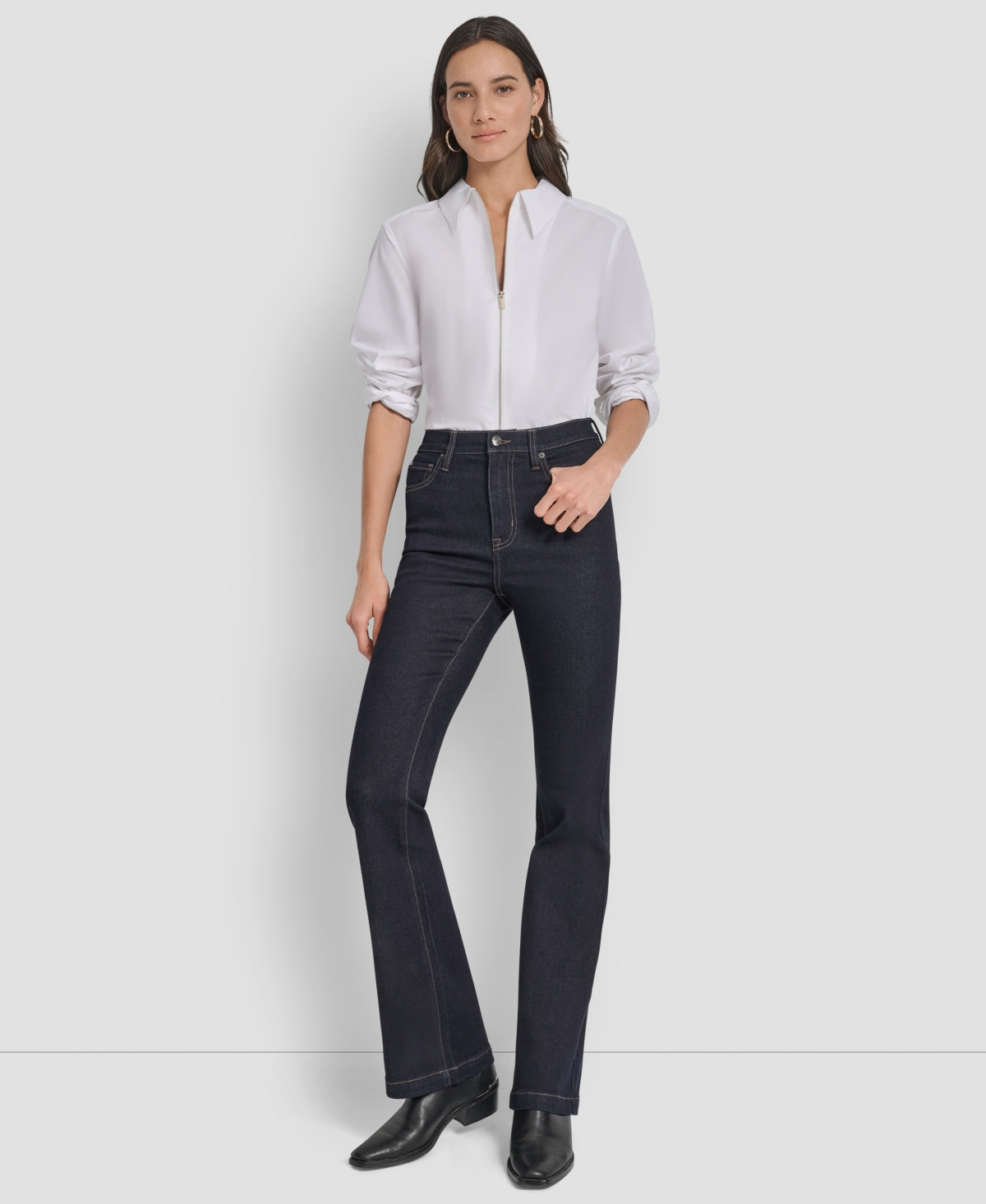Dkny Jeans Women's High Rise Flare Jeans - Bankers Ink | Macy's