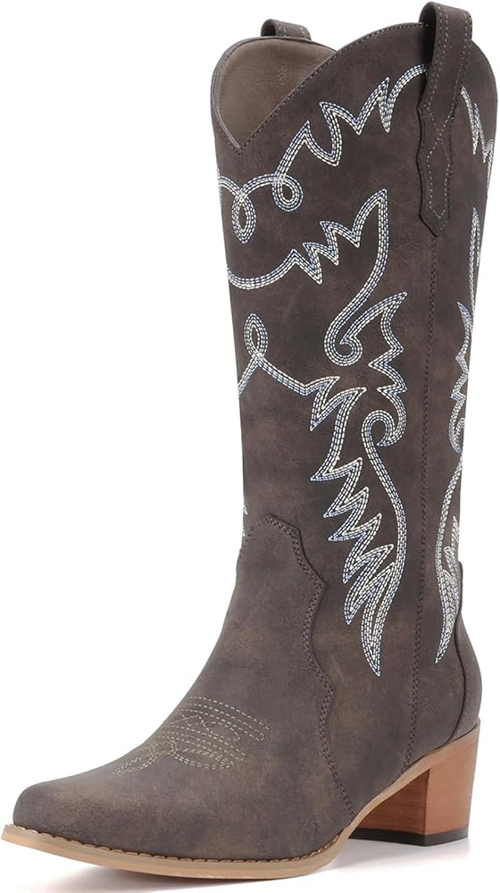 IXU Cowboy Boots Women Pointy Toe Women's Mid Calf Western Cowgirl Boots | Amazon (US)