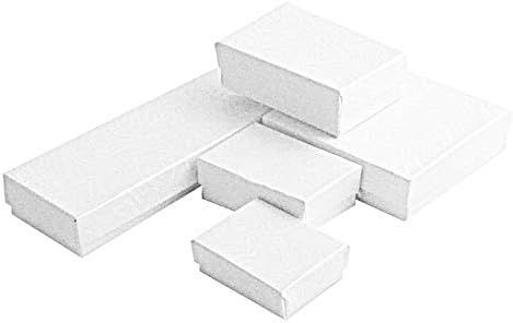 TheDisplayGuys 25-Pack Cotton Filled Cardboard Paper Silver Jewelry Box Gift Case - Swirl White (... | Amazon (US)