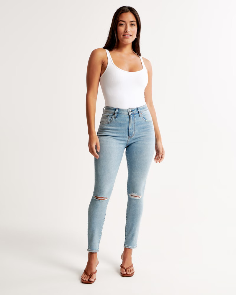 Women's Curve Love High Rise Super Skinny Ankle Jean | Women's Bottoms | Abercrombie.com | Abercrombie & Fitch (US)