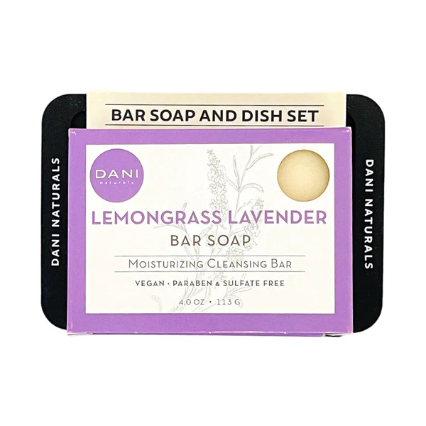 Bar Soap with Soap Dish Set, Lemongrass Lavender | DANI Naturals
