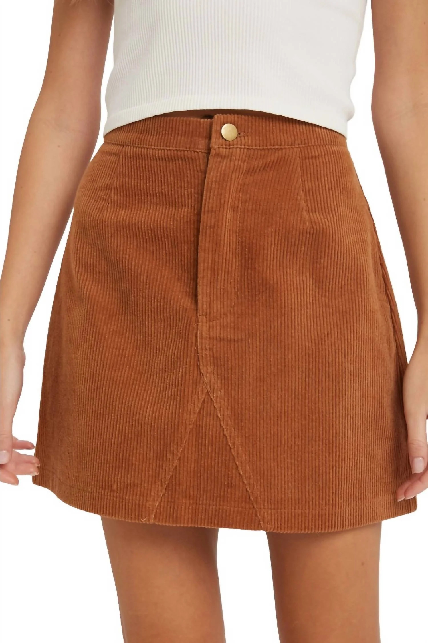 Courtney Corduroy Mini Skirt In Brown | Shop Simon
