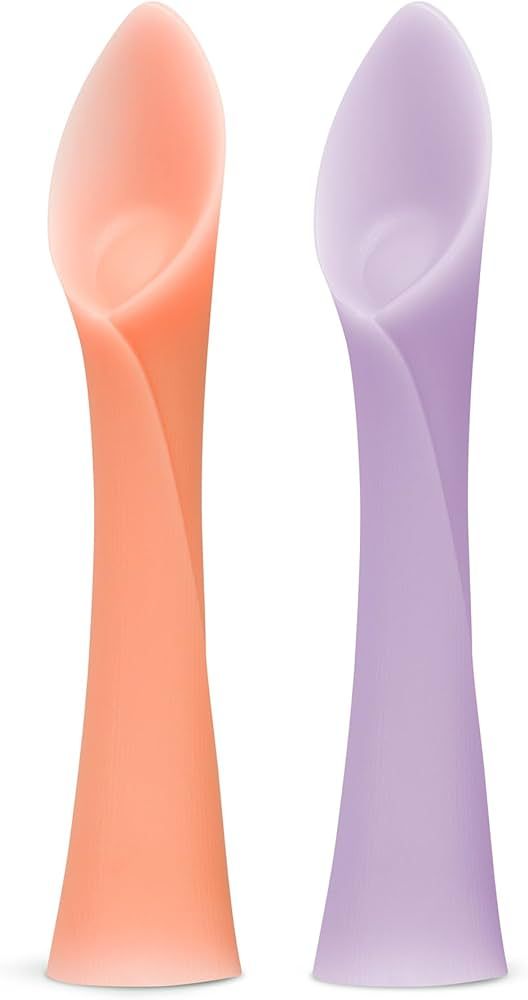 Olababy 100% Silicone Soft-Tip Training Spoon for Baby Led Weaning 2pack (Coral/Lilac) | Amazon (US)