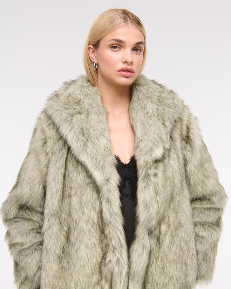 Shawl Collar Faux Fur Coat | Abercrombie & Fitch (US)