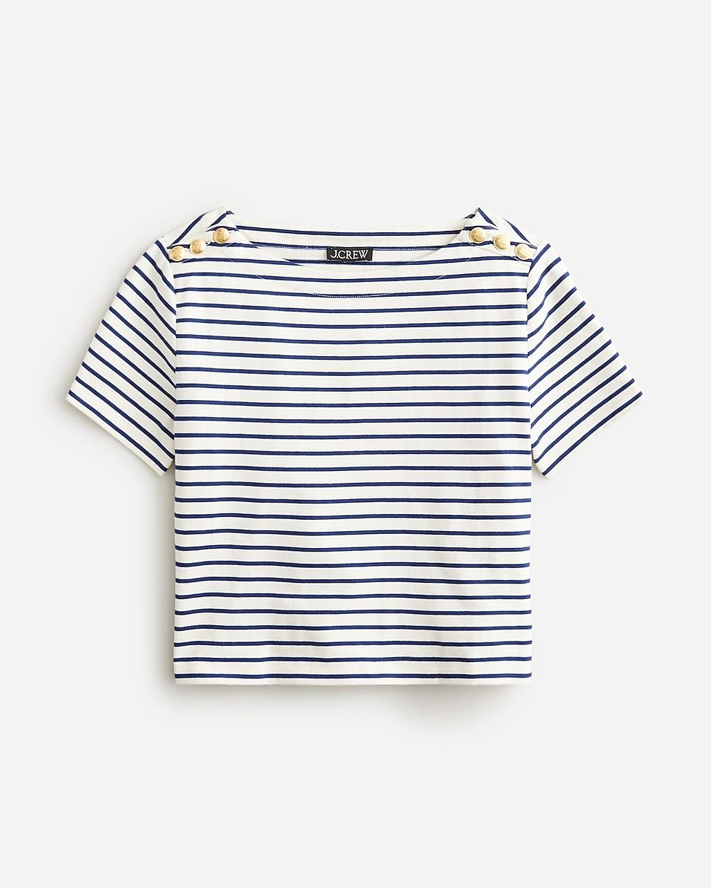 Mariner cloth short-sleeve T-shirt with buttons in stripe | J.Crew US