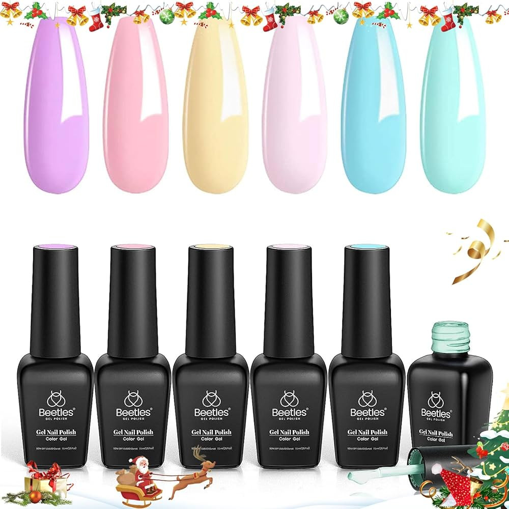 Beetles Pastel Gel Nail Polish Set - Gel Polish Pastel Pink Yellow Blue Gel Polish Soak Off Nail ... | Amazon (US)