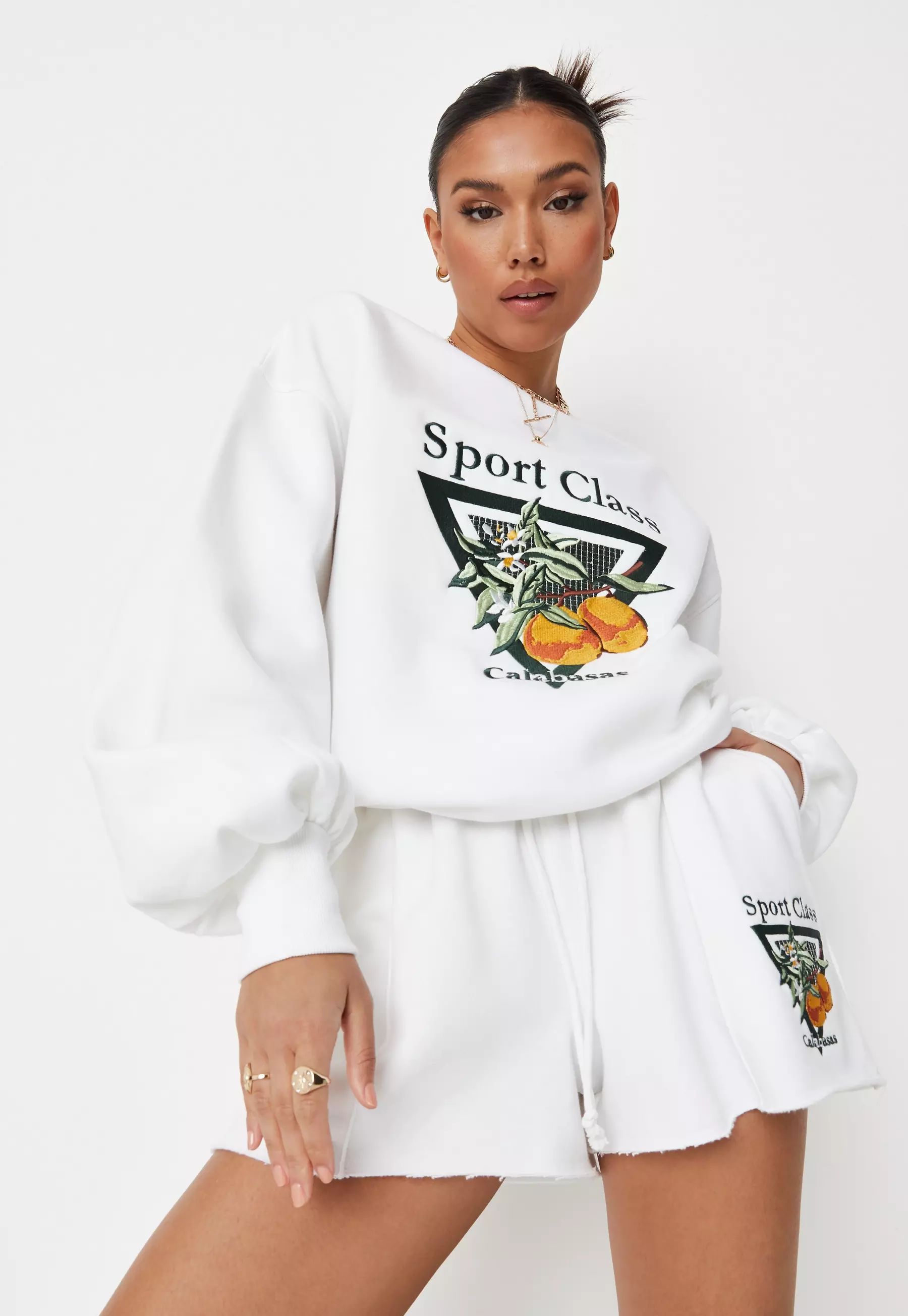 Hannah Renée Edit White Sport Class Embroidered Oversized Sweatshirt | Missguided (US & CA)