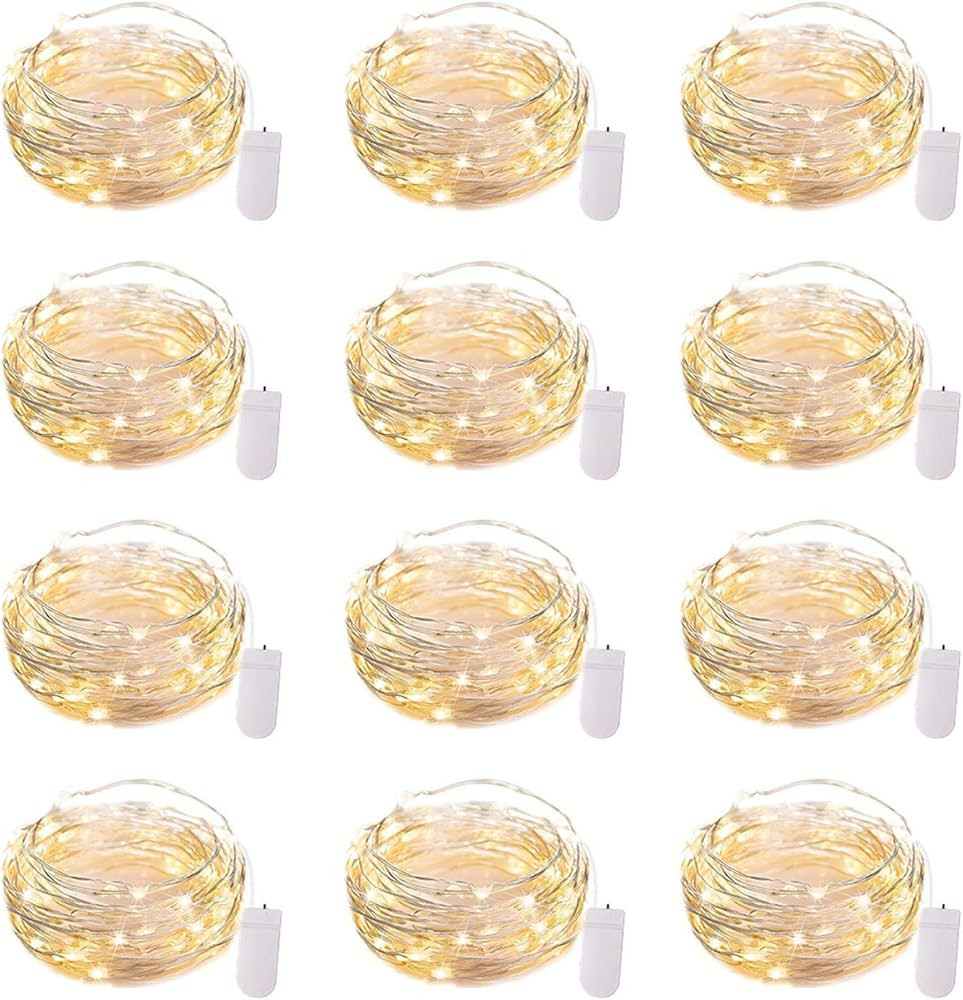 Brightown 12 Pack Led Fairy Lights Battery Operated String Lights Waterproof Silver Wire 7 Feet 2... | Amazon (US)