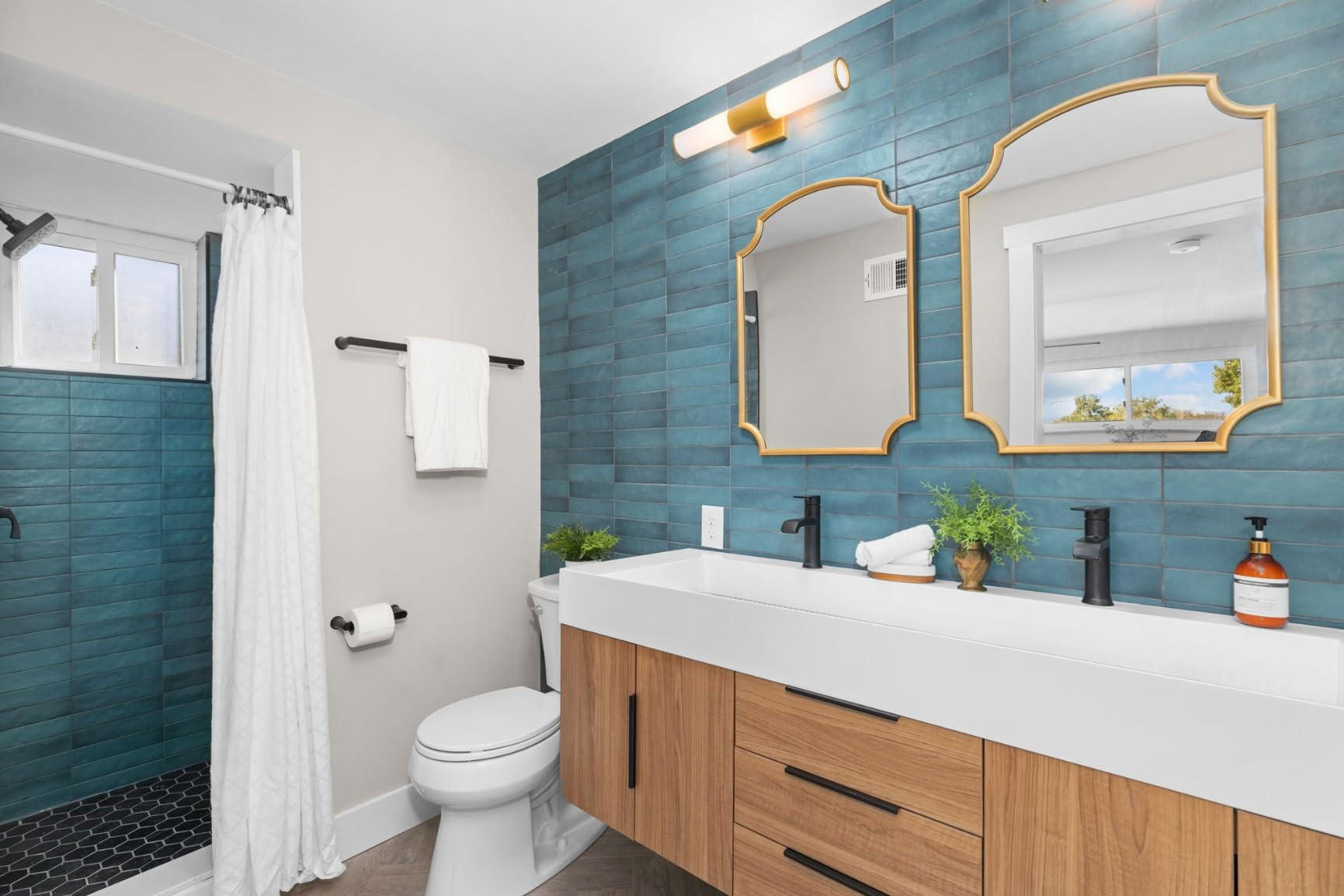 METWET Gold Bathroom Light Fixtures, 2 Light Vanity Lights for Mirror with Milk Glass Shade, Up a... | Amazon (US)