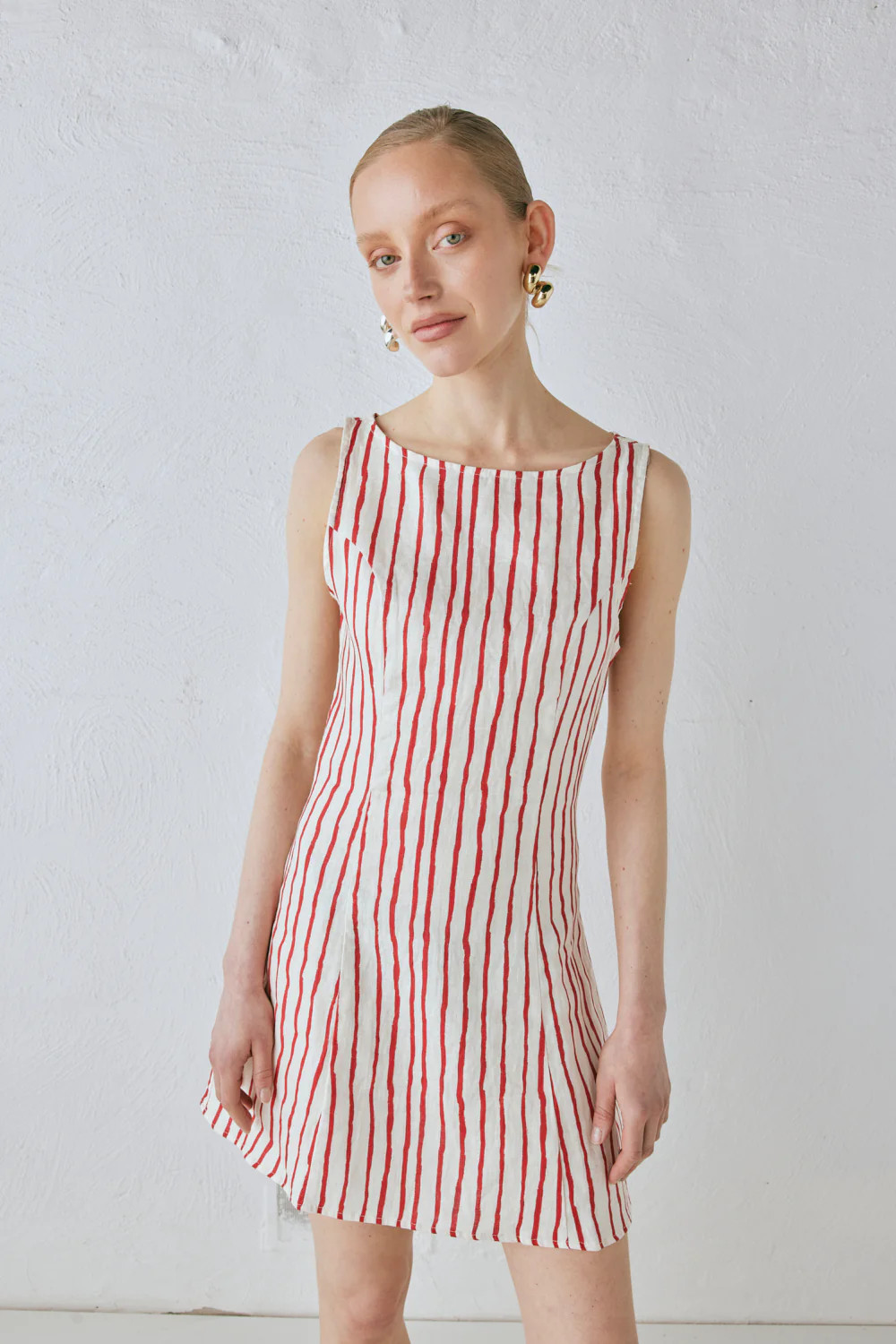 Chloe Linen Mini Dress Stripe | VRG Grl