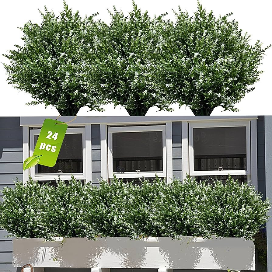 JIFTOK Artificial Flowers for Outdoors, 24pcs Lavender Flowers Artificial Flowers & Plants UV Res... | Amazon (US)