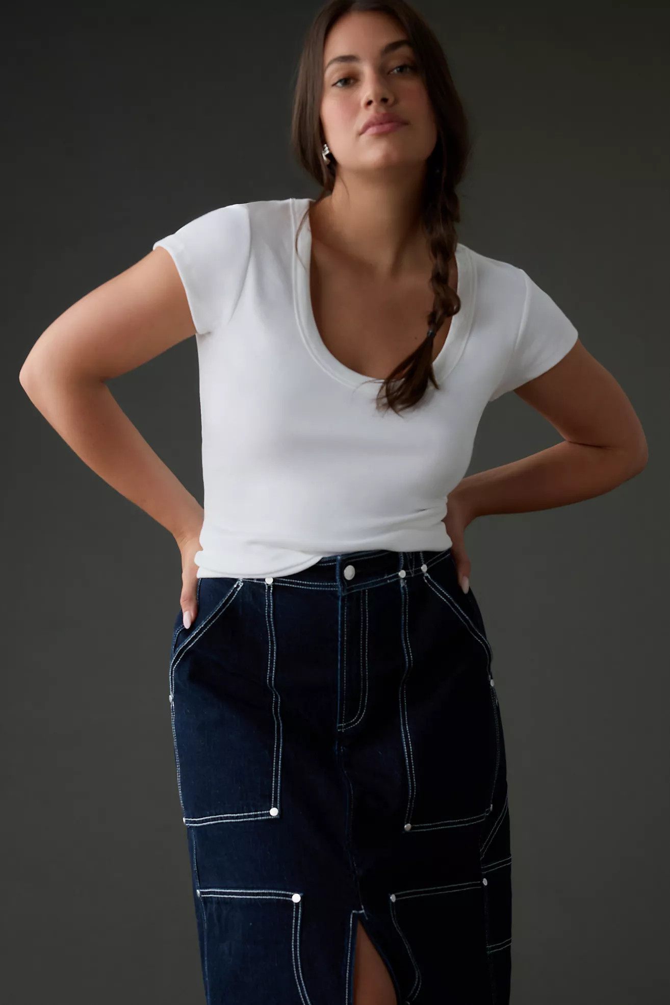 Pilcro Slim Scoop-Neck Tee | Anthropologie (US)