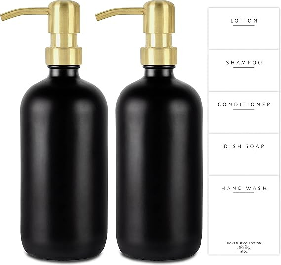 Emerson Essentials Double Glass Soap Bottle Dispensers, 2 Pack, Handset for Kitchen Sinks Bathroo... | Amazon (US)
