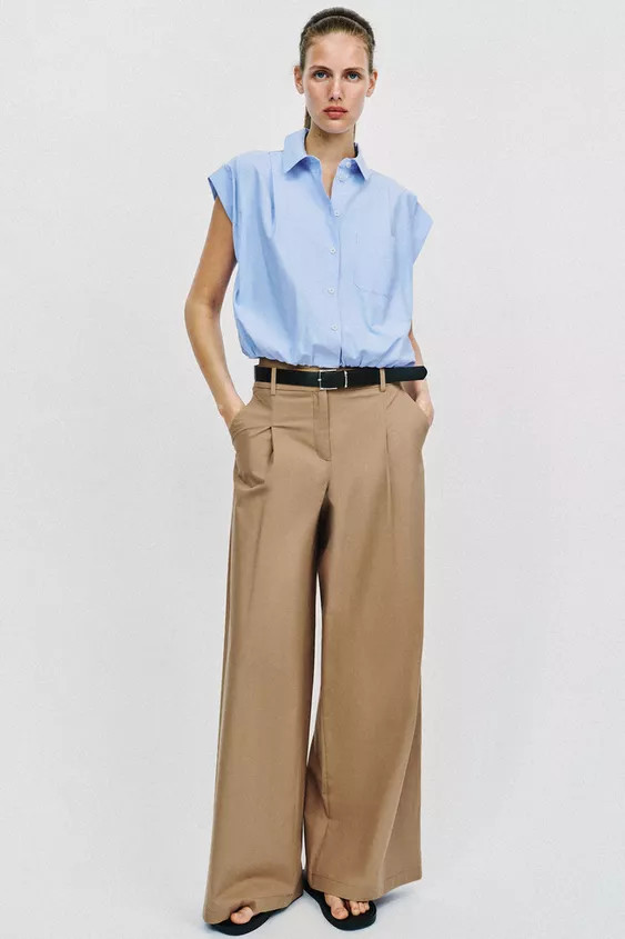 WIDE-LEG TROUSERS WITH BELT | Zara UK