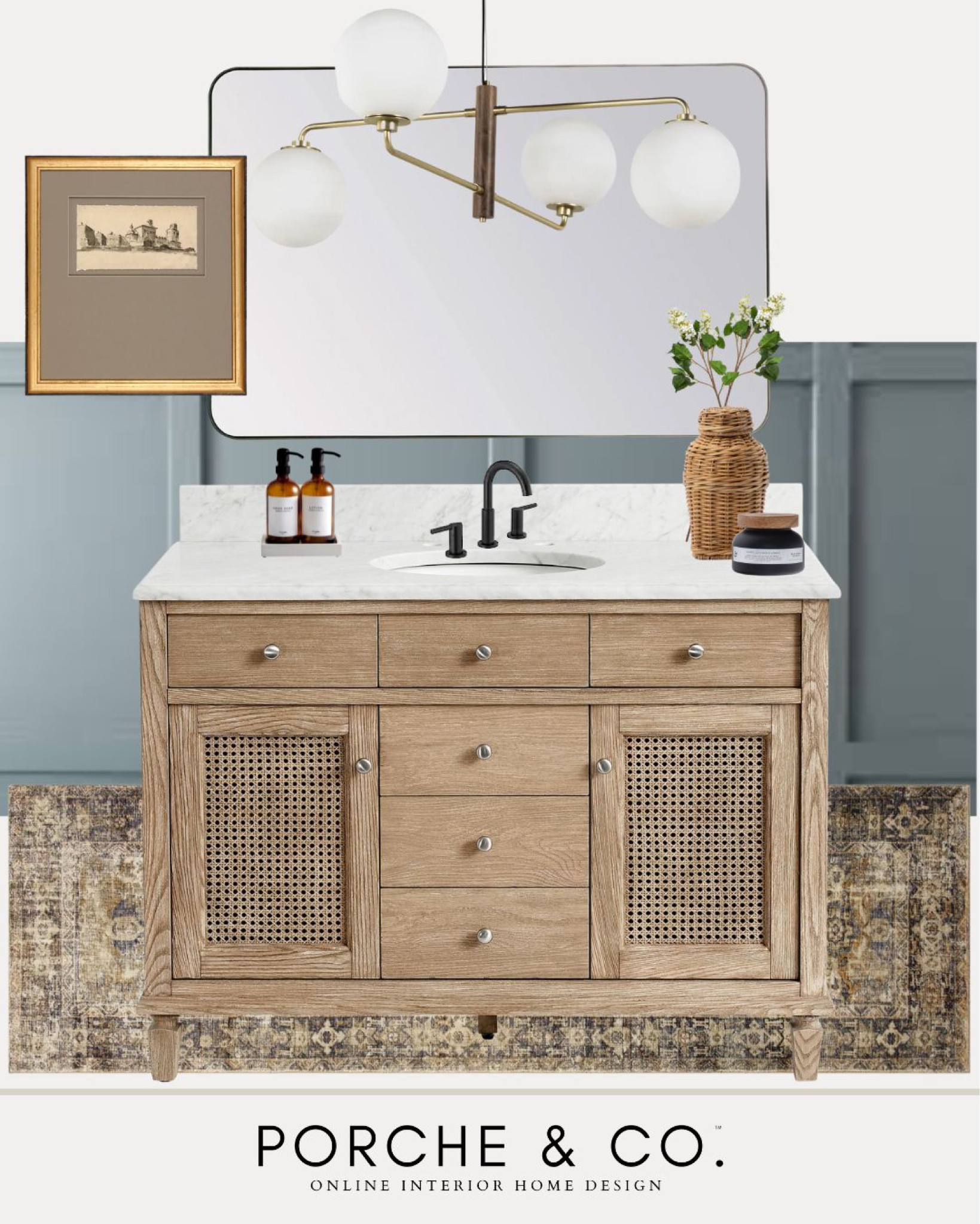 Modern classic powder bathroom
#moodboard #visionboard 
#porcheandco 

#LTKhome #LTKstyletip #LTKFind