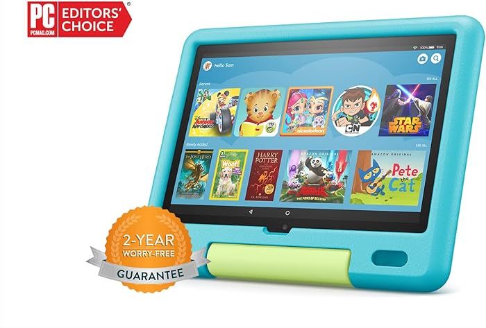 Amazon Fire HD 10 Kids tablet, 10.1", 1080p Full HD, ages 3–7, 32 GB, Aquamarine | Amazon (US)