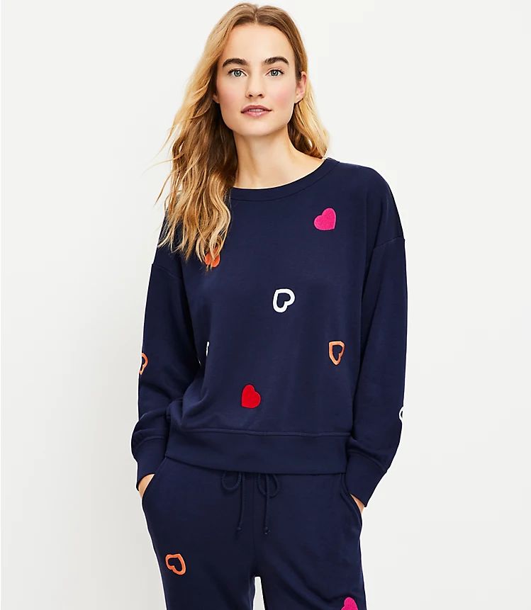 Lou & Grey Heart Cozy Cotton Terry Sweatshirt | LOFT