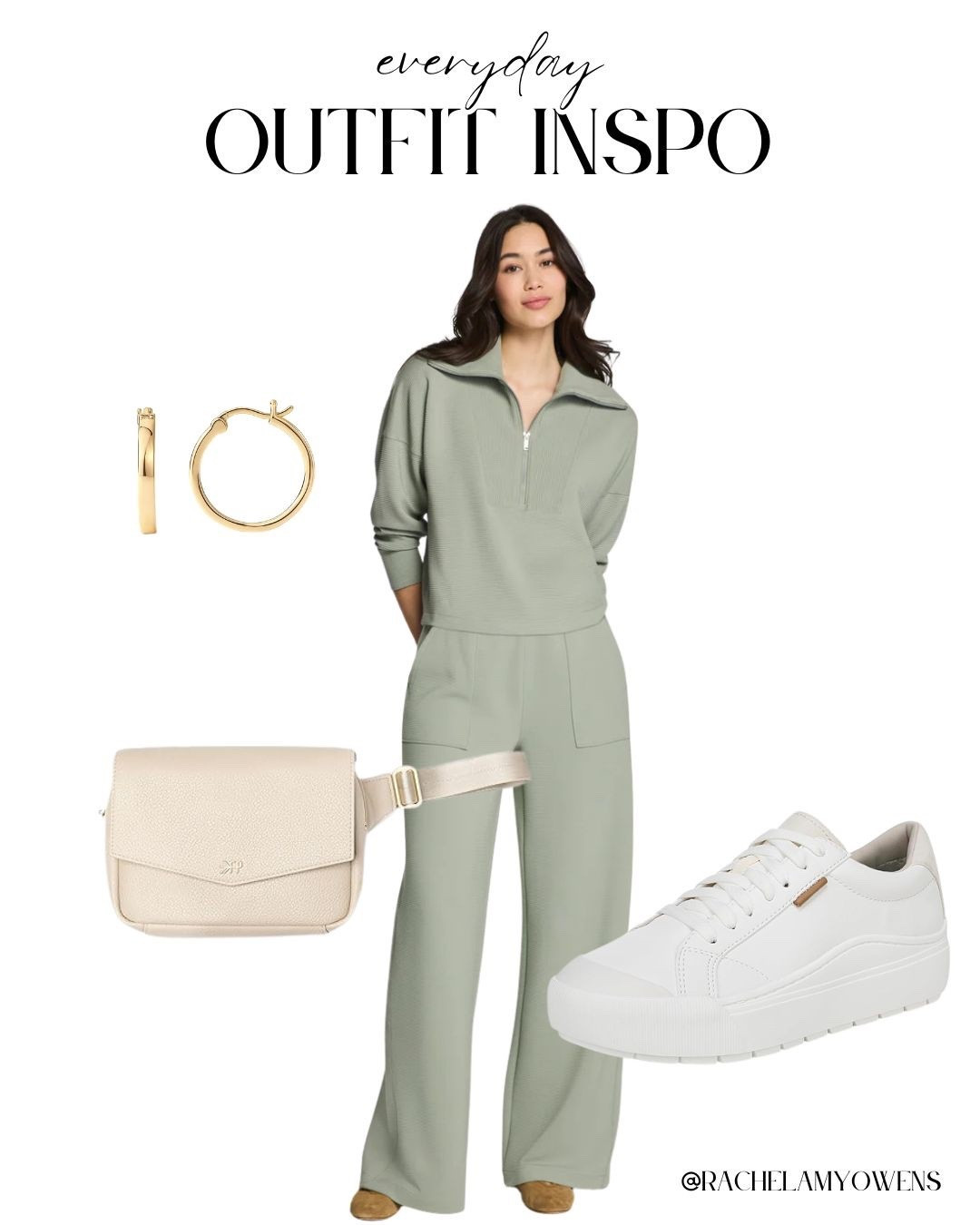 Sage Green Lounge! 🌿

Elevate your casual daily uniform with this ultra-modern and comfortable lounge look—featuring SPANX essentials and sleek Amazon accessories! ✨

I am obsessed with the seamless, polished fit of this ensemble. The statement pieces are the sage green AirEssentials half-zip pullover and matching wide-leg pants from SPANX. I love pairing these coordinates with fresh white sneakers. Finish the look with a chic ivory belt bag and bold gold hoop earrings from Amazon for the perfect "clean girl" aesthetic!

#OOTD
#SPANX
#AirEssentials
#LoungeSet
#CleanGirlAesthetic
#SpringFashion
#EverydayChic
#AmazonFinds
#WhiteSneakers
#StreetStyleInspo
#MonochromeOutfit
#CasualOOTD
#LTKStyle
#TravelLook
#StylingInspo

#LTKspring #LTKootd #LTKspringtrends