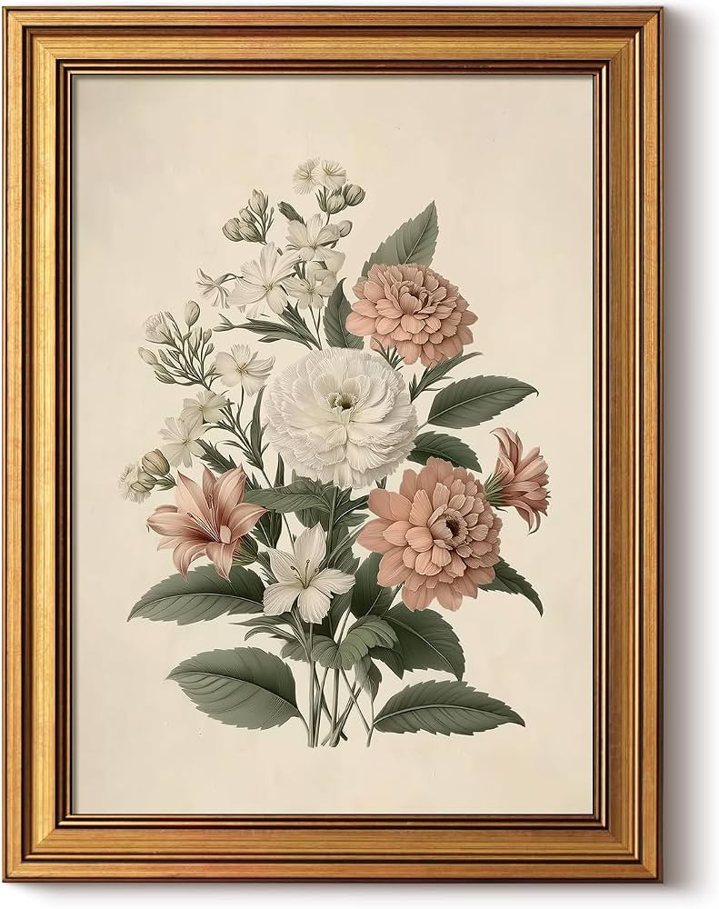 InSimSea Gold Framed Wall Art, Vintage Floral Botanical Prints, 12x16inch | Amazon (US)