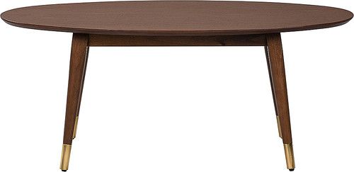 Elle Decor - Clemintine Mid-Century Oval Coffee Table with Brass Accents - French Walnut | Best Buy U.S.