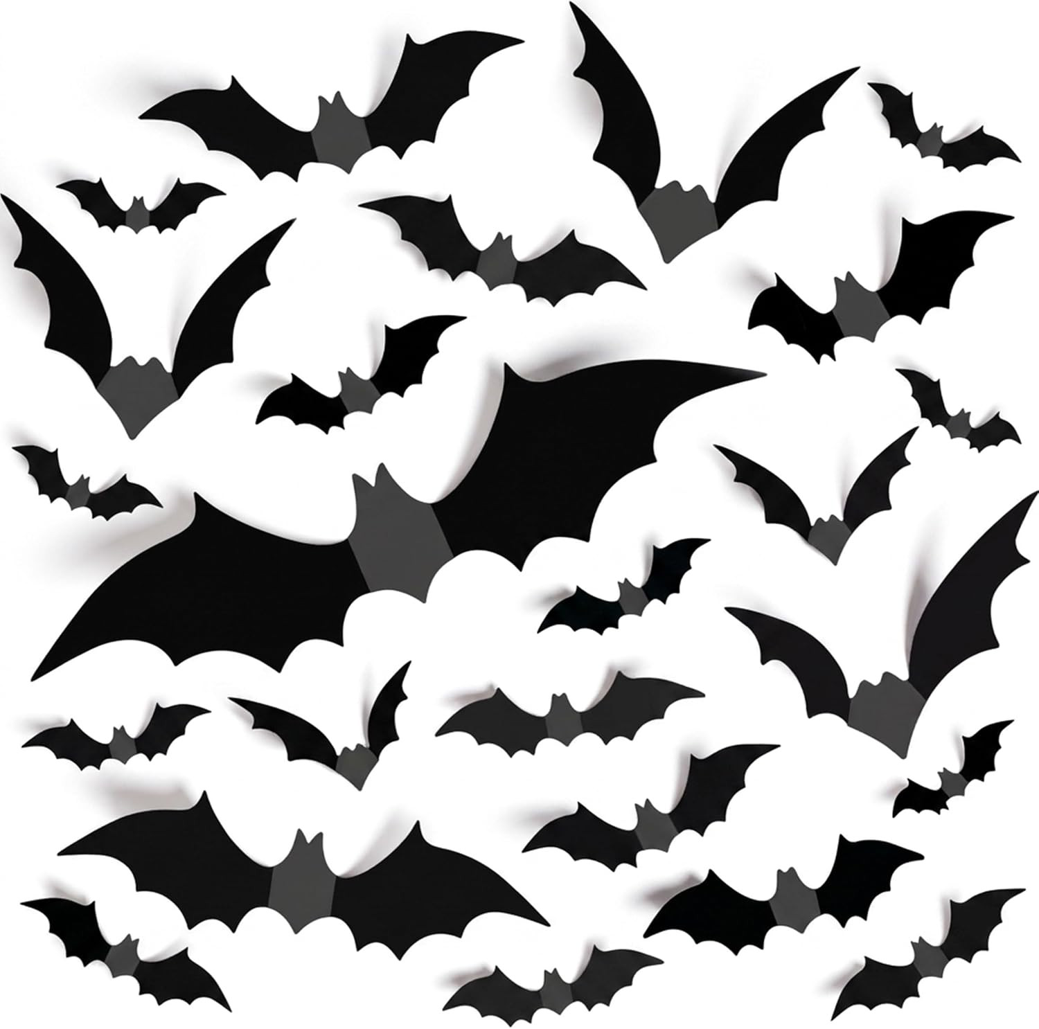 Halloween Decorations Bats Wall Decor Halloween Party Decorations Indoor Outdoor Halloween Decor Supplies, 64 Pcs Reusable PVC 3D Black Bats Stickers for Creepy Home Bathroom Decor | Amazon (US)