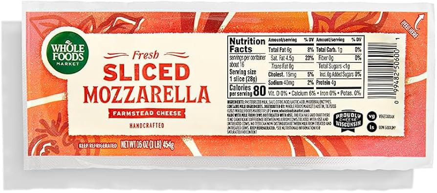 Whole Foods Market, Fresh Mozzarella Slices, 16 Ounce | Amazon (US)
