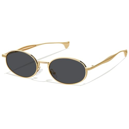 Amazon.com: YMRFW Gold Oval Sunglasses for Women Men 2026 Retro Design Metal Style 70s Shades Tre... | Amazon (US)