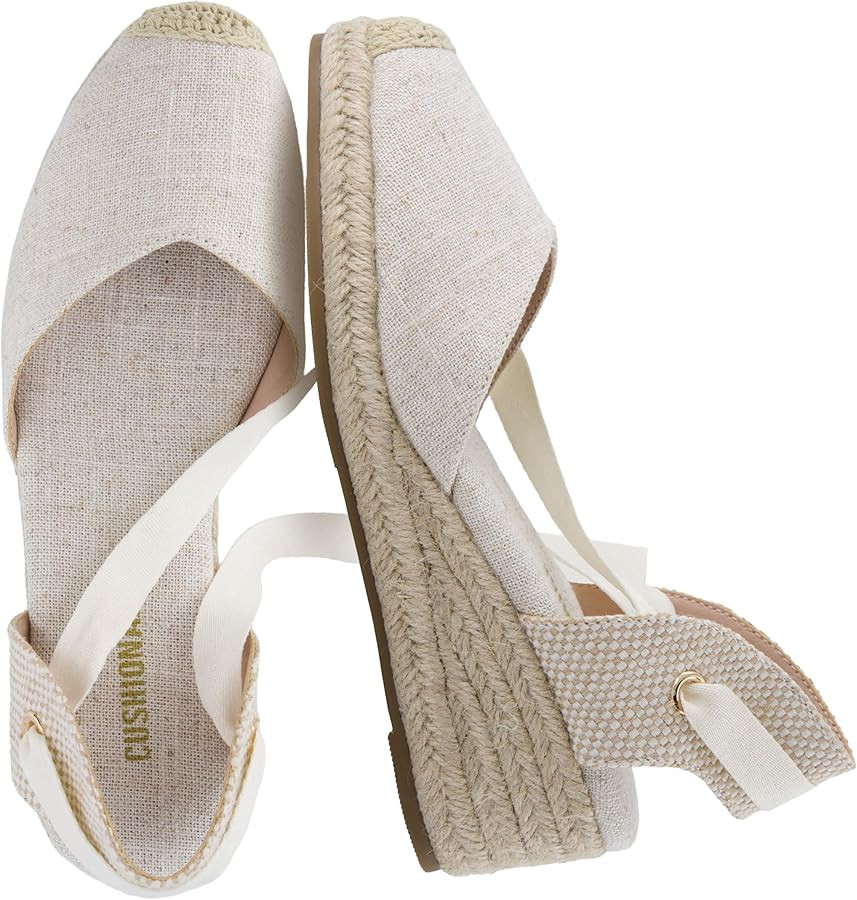 CUSHIONAIRE Bonita Platform Espadrille Wedge Sandals for Women, Closed Toe Lace Up Ankle Wrap Dre... | Amazon (US)